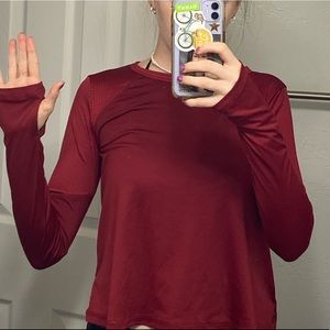 CHAMPION MAROON JERSEY LONG SLEEVE WORKOUT TOP